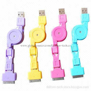 3-in-1 Retractable USB Cable for iPhone, Mini and Micro USB Date Connector Line